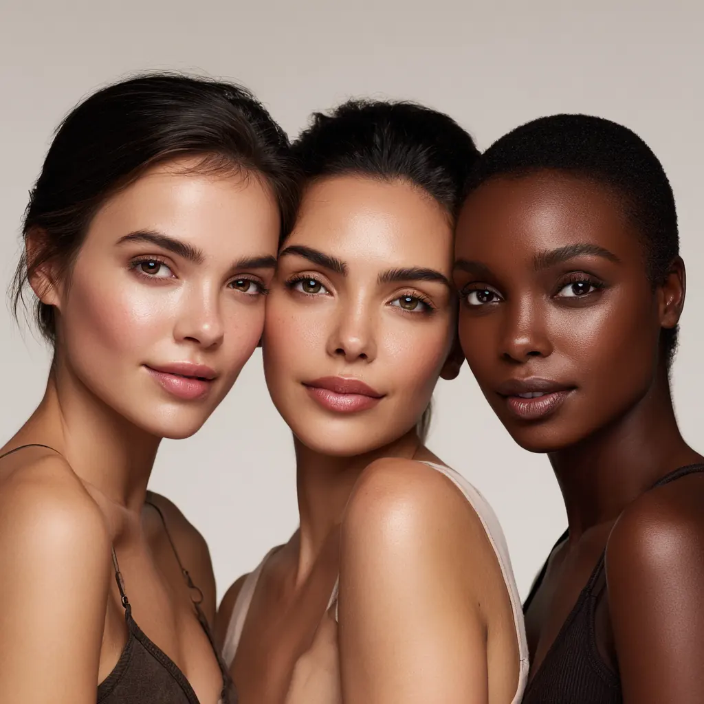 Three women with luminous skin
