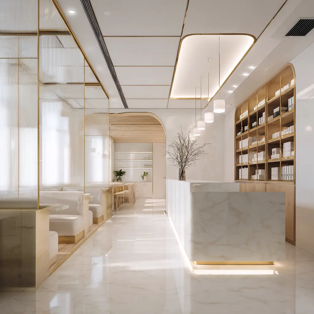 A modern aesthetic clinic reception in Seoul