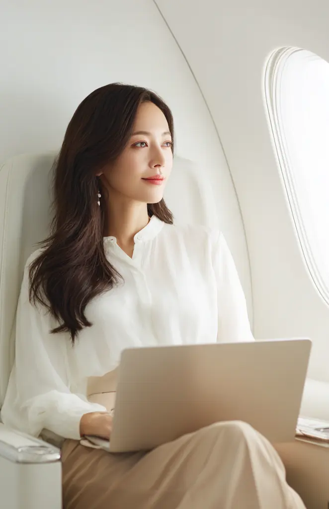 A Korean professional woman, representing international beauty marketing
